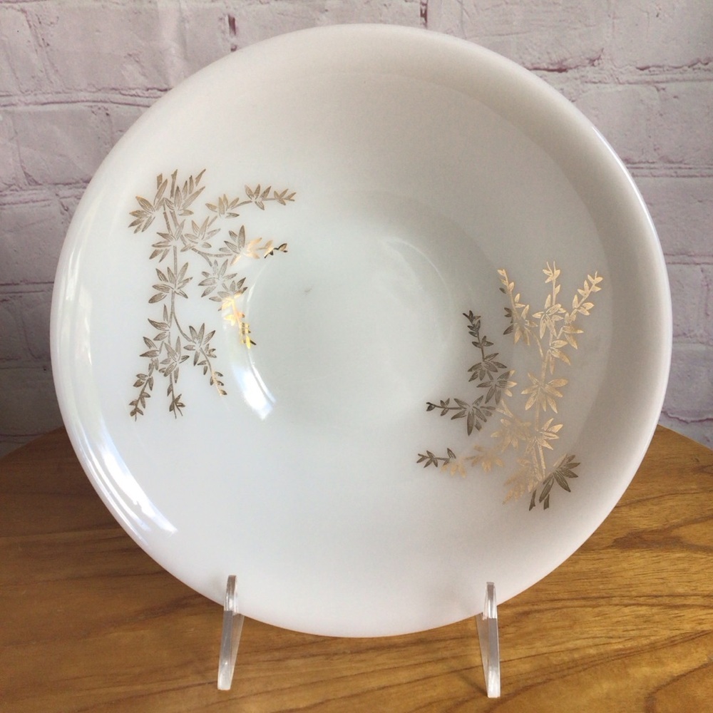 Vintage Federal Glass Golden Bamboo Serving Bowl